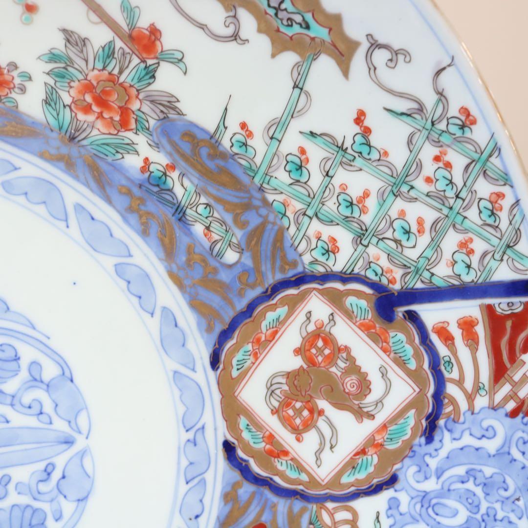 時代　色絵金彩伊万里　葡萄栗鼠図　手毬獅子 大皿 色絵 飾り皿 直径41㎝