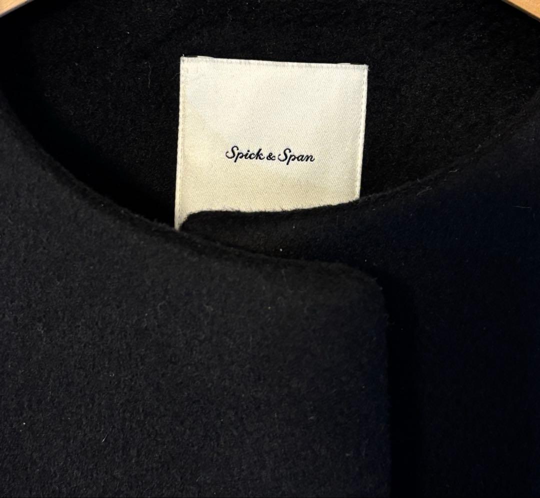 spick and span S160 ビーバーノーカラーコート ブラック38