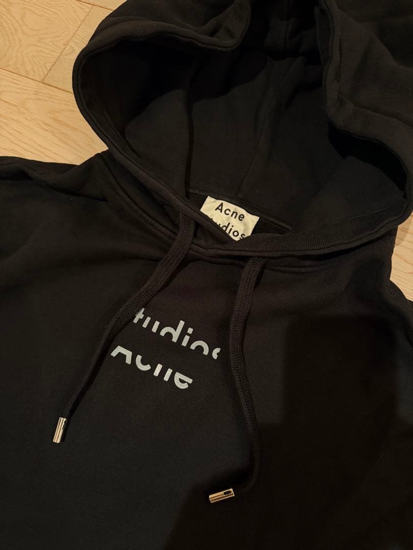 極美品 Acne Studios アクネ 黒 フード フーディ パーカー 旧ロゴ