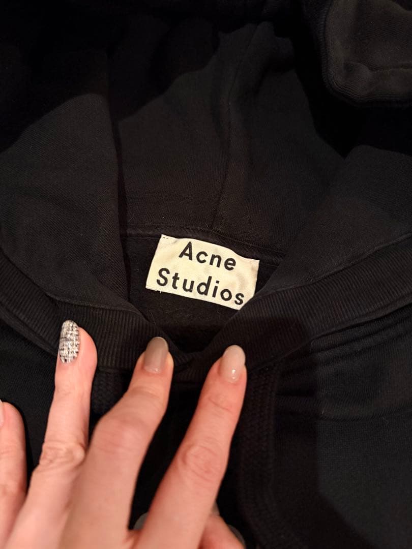 極美品 Acne Studios アクネ 黒 フード フーディ パーカー 旧ロゴ
