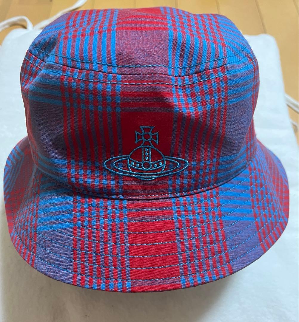 【希少】ヴィヴィアンウエストウッド　バケットハット 赤青チェック ハット帽