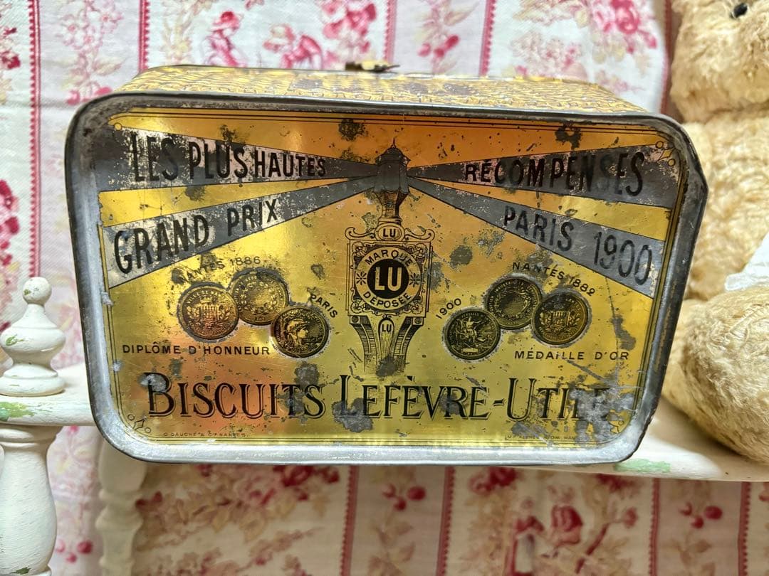 LUビスケット　 バスケット パニエ 缶 フランスアンティーク　パリ万博