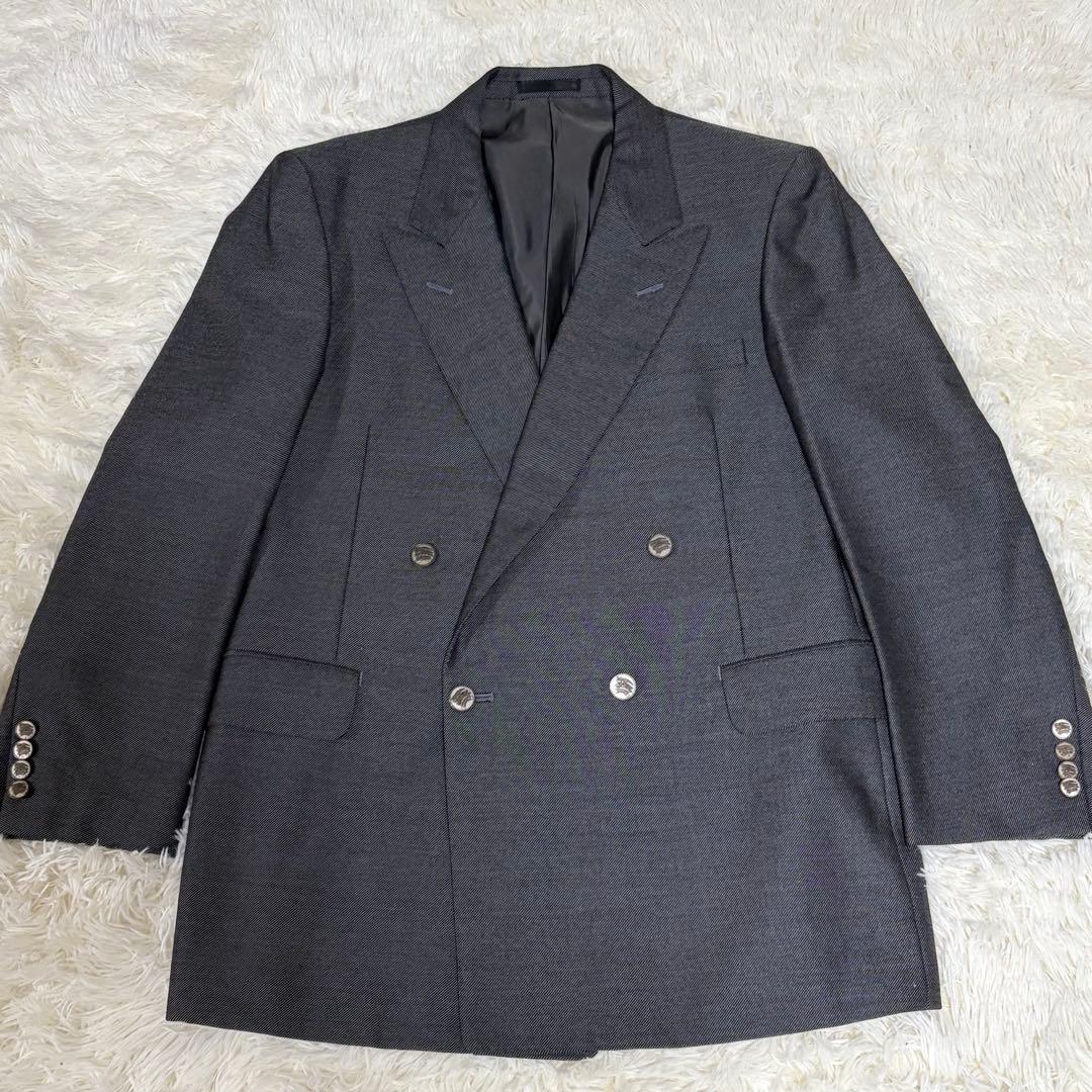 【モヘア】バーバリーズ スーツ セットアップ ダブル 2B グレー L