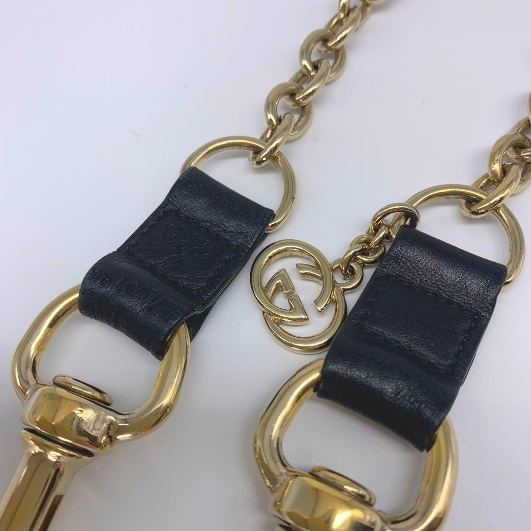 E65.グッチ【インターロッキング/ゴールド◆ ウォレットチェーン】レザー GG