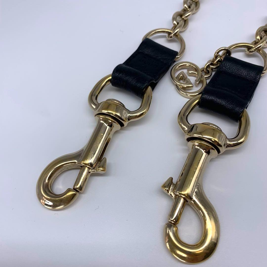 E65.グッチ【インターロッキング/ゴールド◆ ウォレットチェーン】レザー GG