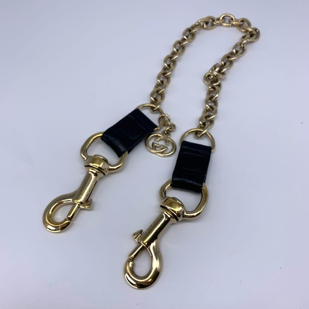 E65.グッチ【インターロッキング/ゴールド◆ ウォレットチェーン】レザー GG