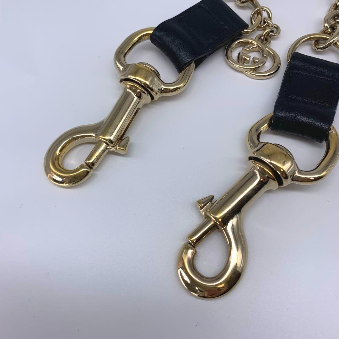 E65.グッチ【インターロッキング/ゴールド◆ ウォレットチェーン】レザー GG