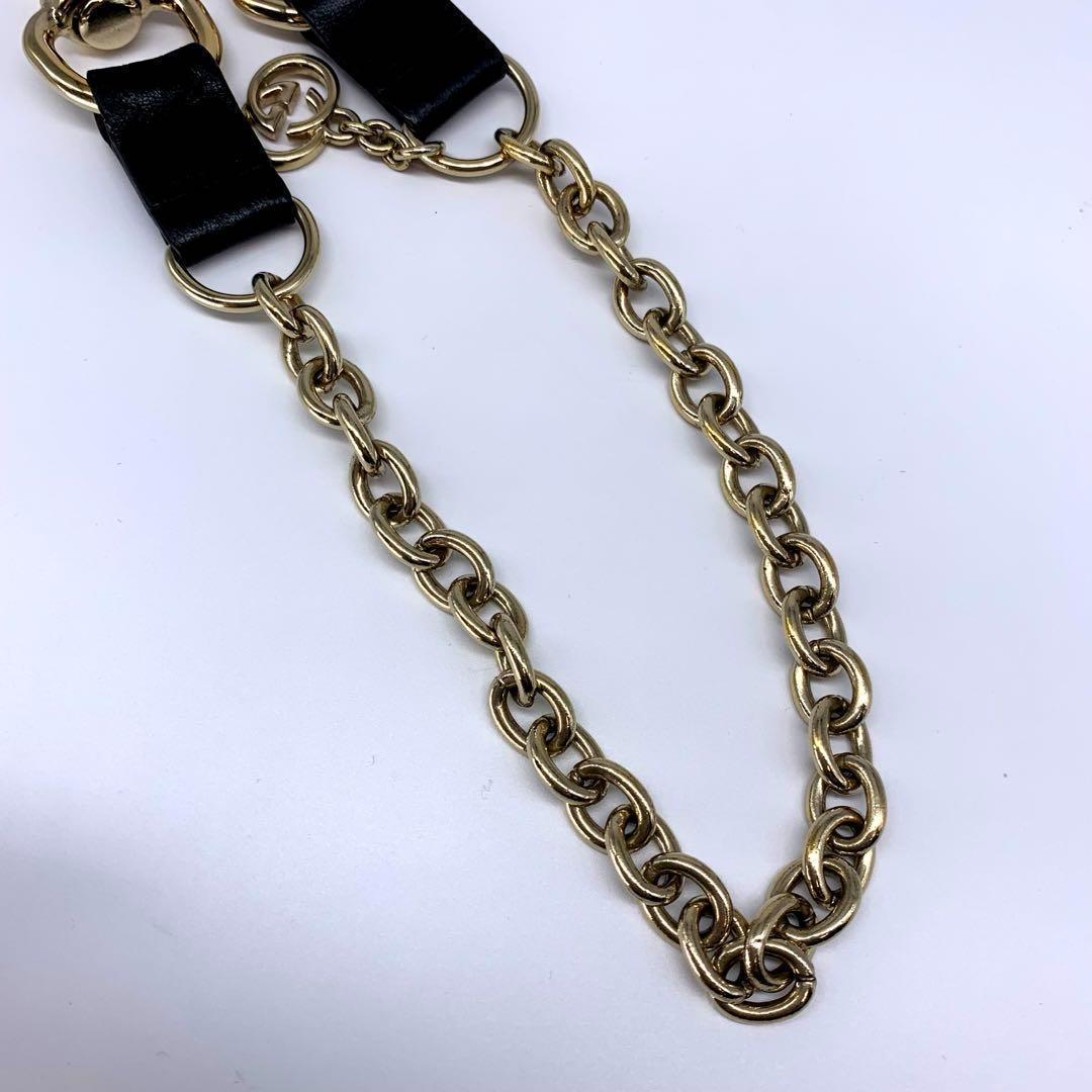 E65.グッチ【インターロッキング/ゴールド◆ ウォレットチェーン】レザー GG