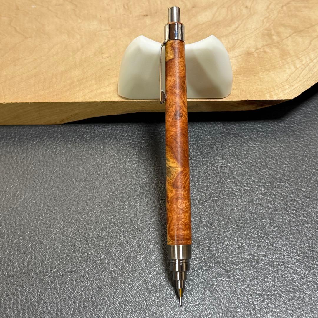 158花梨瘤　木製シャーペン　最強低重心　ステンレス