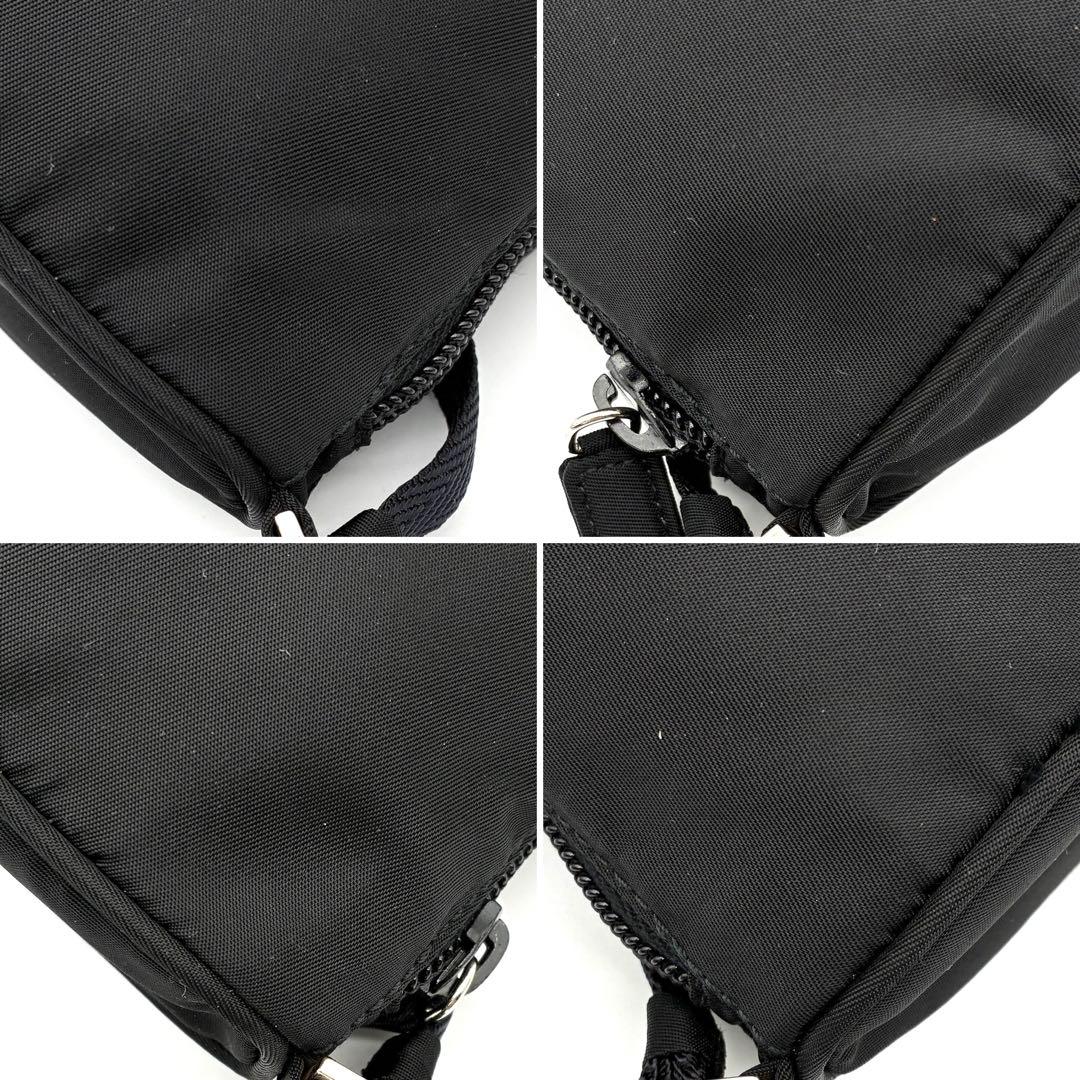 未使用保管品 プラダ アクセサリーポーチ 三角ロゴ 白タグ ハンドバッグ 黒