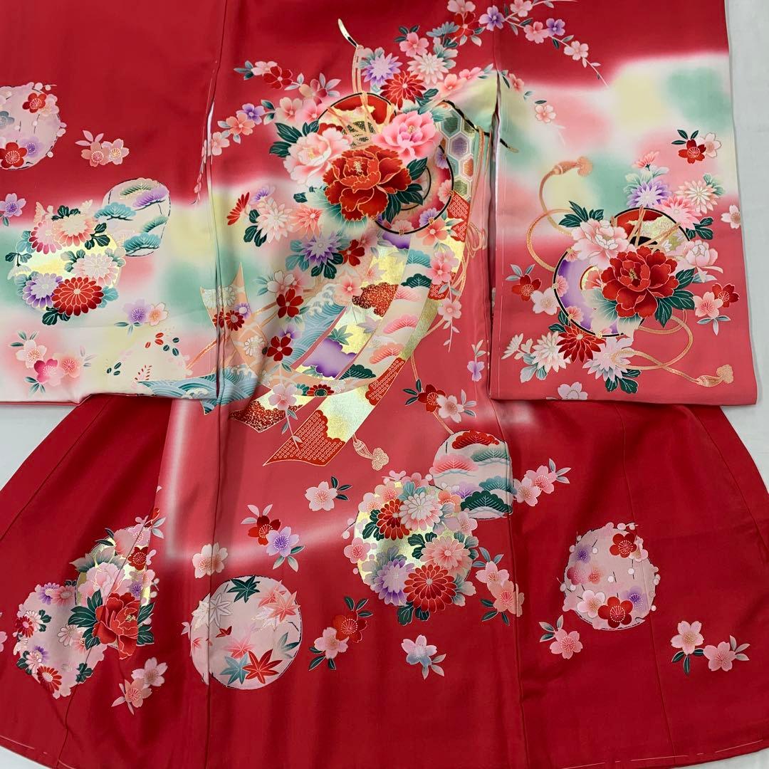 新品お宮参り 産着 祝着のきもの　京友禅染四季花鼓熨斗文多色染分ぼかし染　特撰品