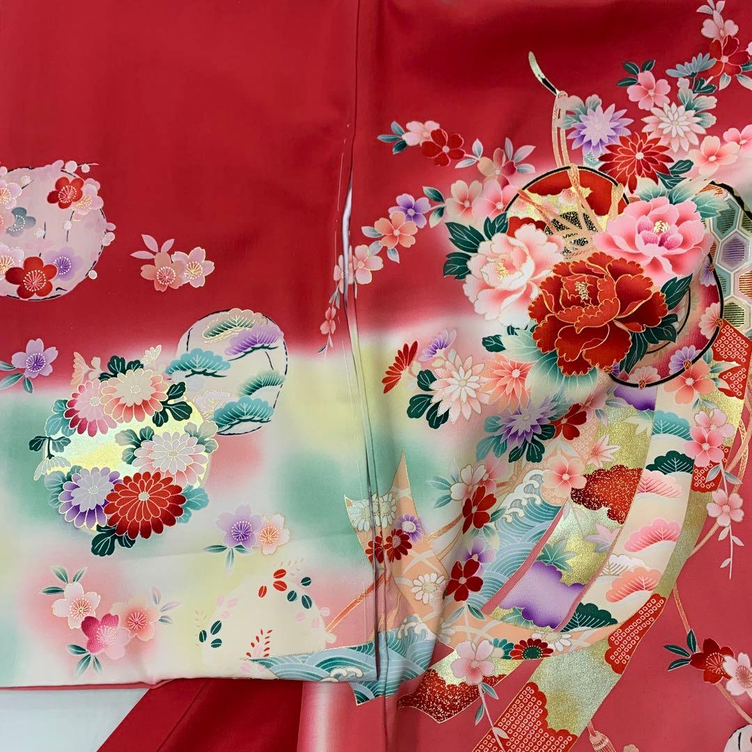新品お宮参り 産着 祝着のきもの　京友禅染四季花鼓熨斗文多色染分ぼかし染　特撰品