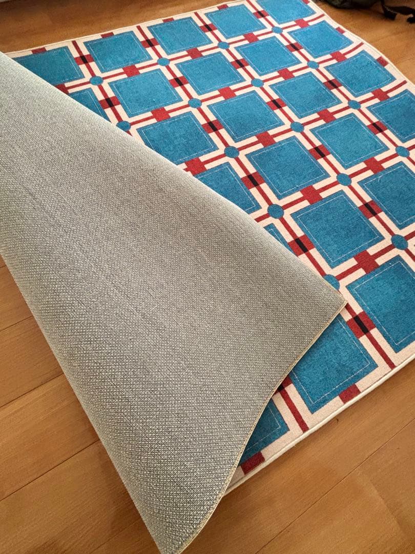 kocolレトロパターンブロックチェックラグカーペット