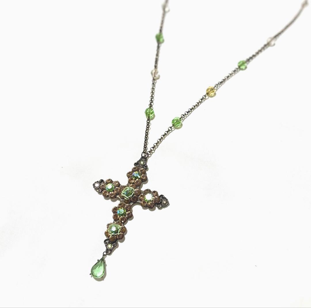 ミハエルネグリン クロスネックレス ヴィンデージ 人気モデル グリーン系