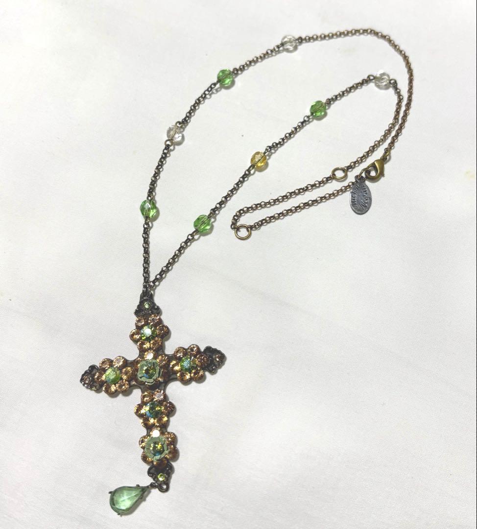 ミハエルネグリン クロスネックレス ヴィンデージ 人気モデル グリーン系