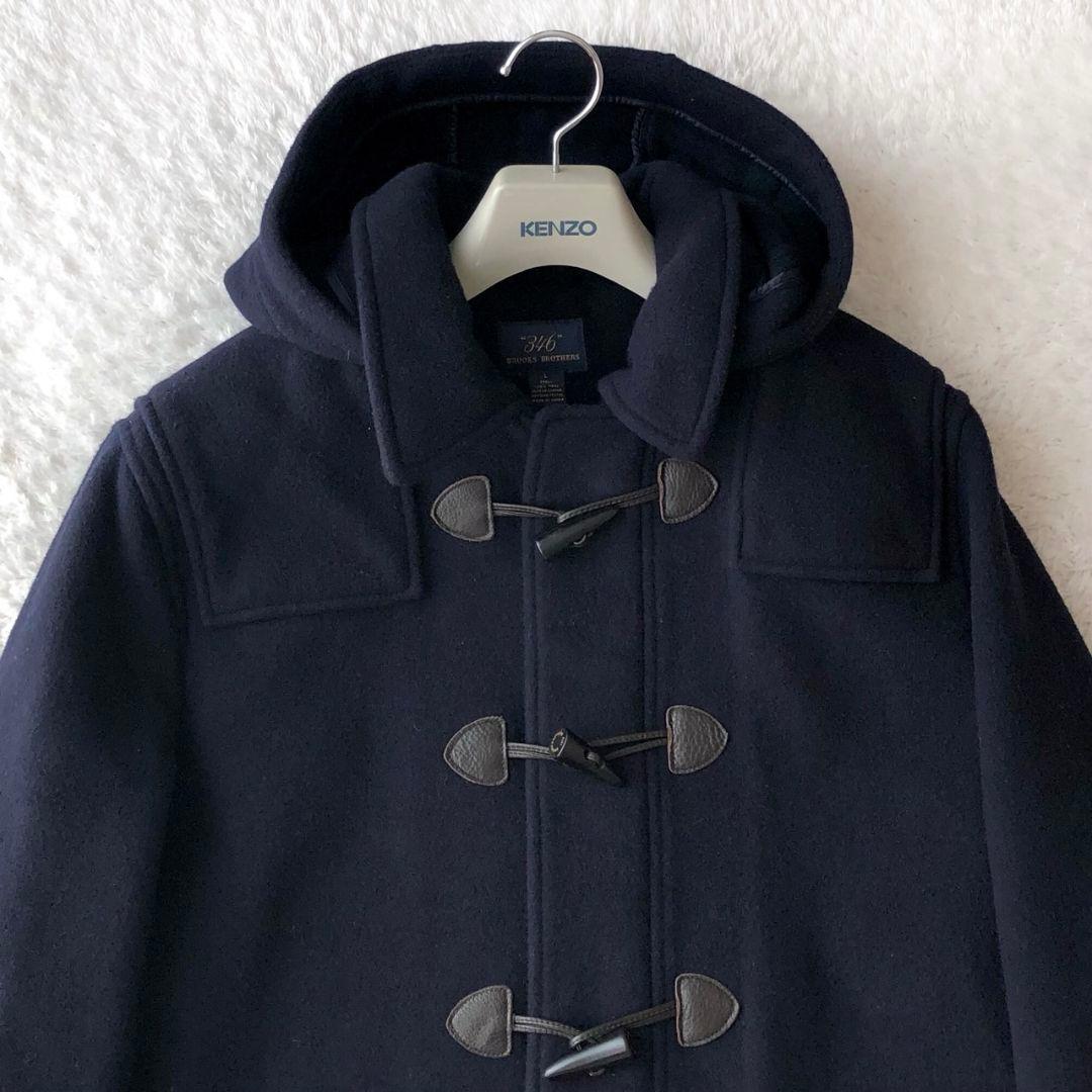 ブルックスブラザーズ ダッフルコート メルトン トグル レザー ネイビー L