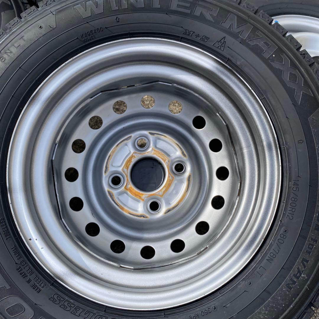 新品ダンロップ145/80R12 80/78N+中古スズキ純正スタッドレスセット