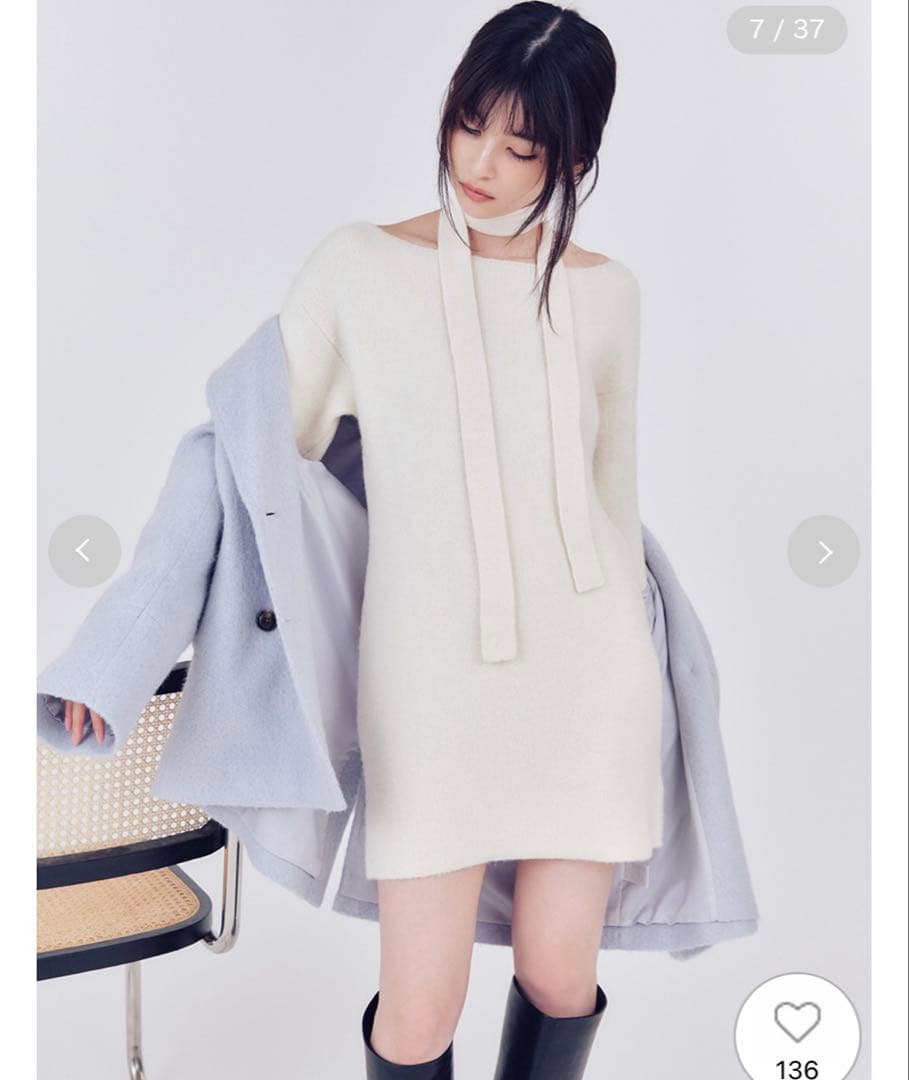 新品 フレイアイディー フォックスウールミニニットワンピース