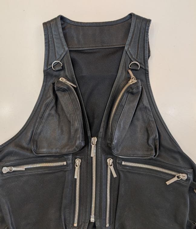 REDMOON WORKS　レザーベスト　山羊革　多ポケット　黒 ブラック