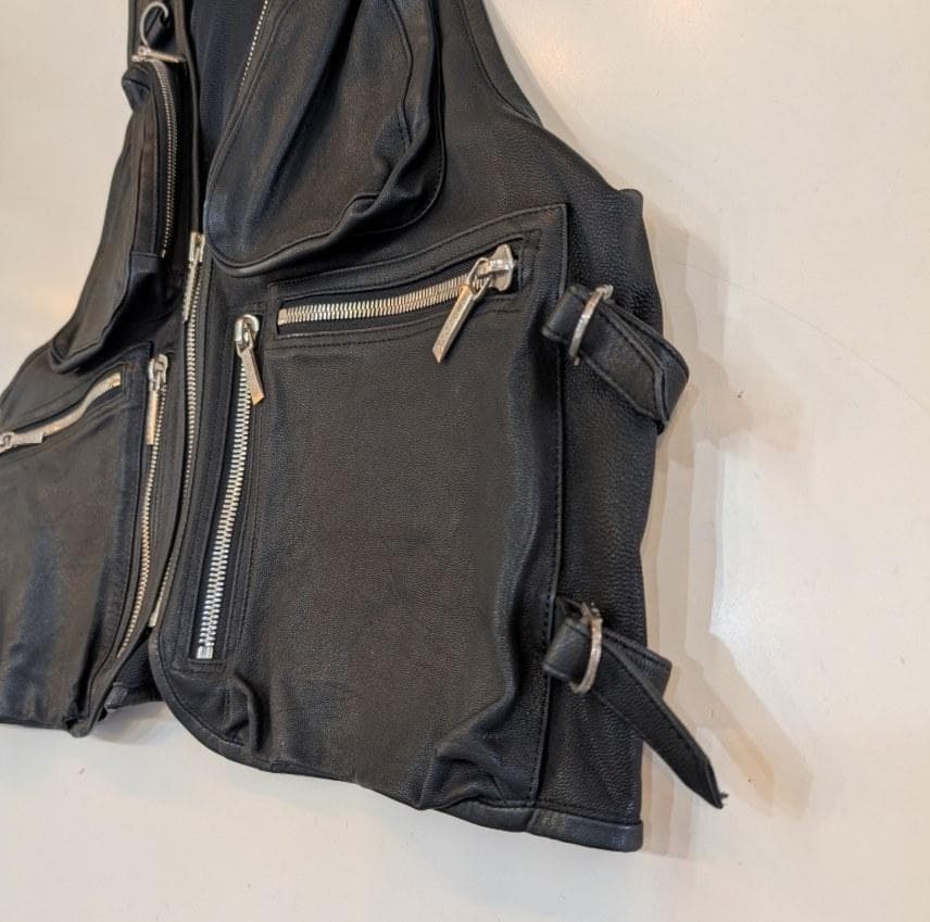 REDMOON WORKS　レザーベスト　山羊革　多ポケット　黒 ブラック