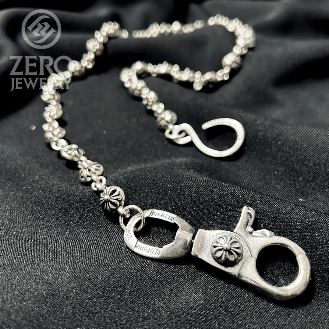 【⭐️週末限定価格＄即日発送＄925刻印】クロスボール ウォレットチェーン