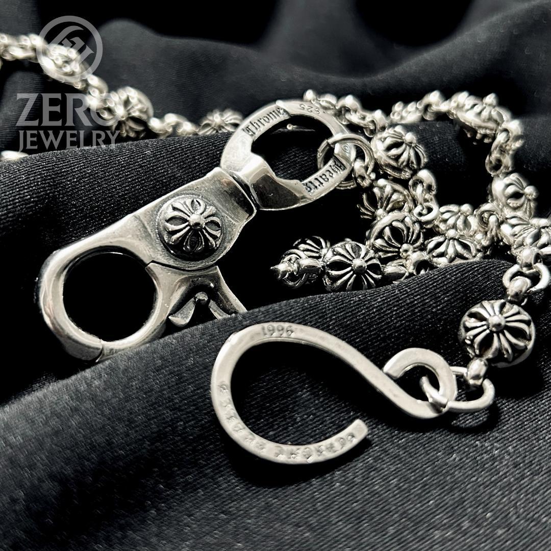 【⭐️週末限定価格＄即日発送＄925刻印】クロスボール ウォレットチェーン