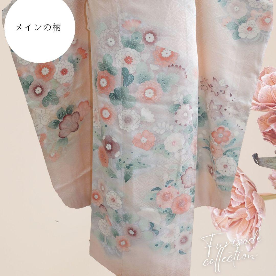 振袖フルセット　ニュアンスピンク　シャビーコーデ　成人式　卒業式