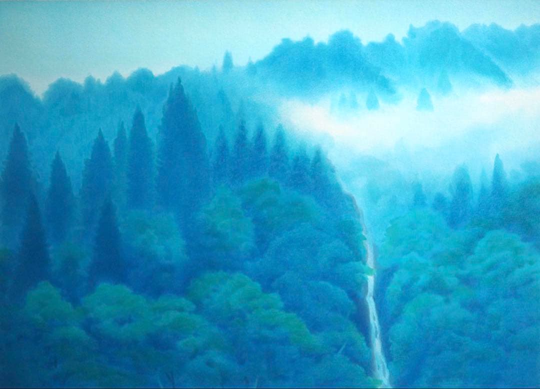 真作■東山魁夷 オリジナルリトグラフ 青渓 1995年 生前作■版画 絵画