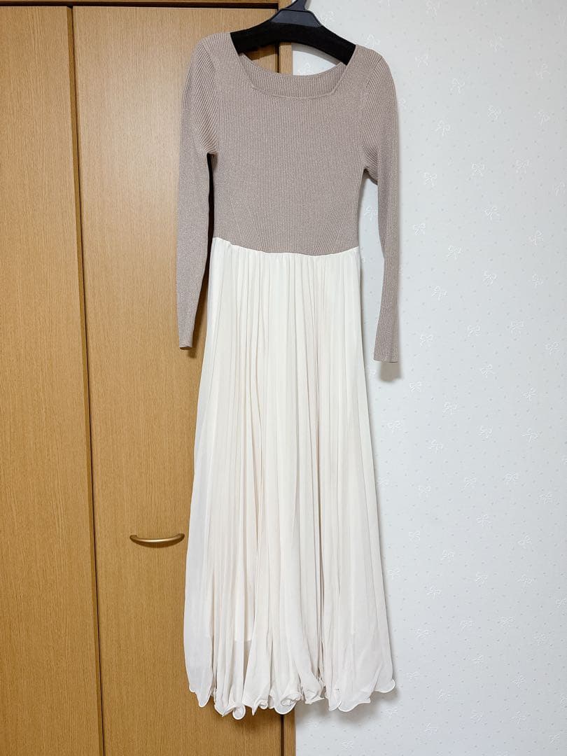 Mystrada プリーツメローラメニットワンピース