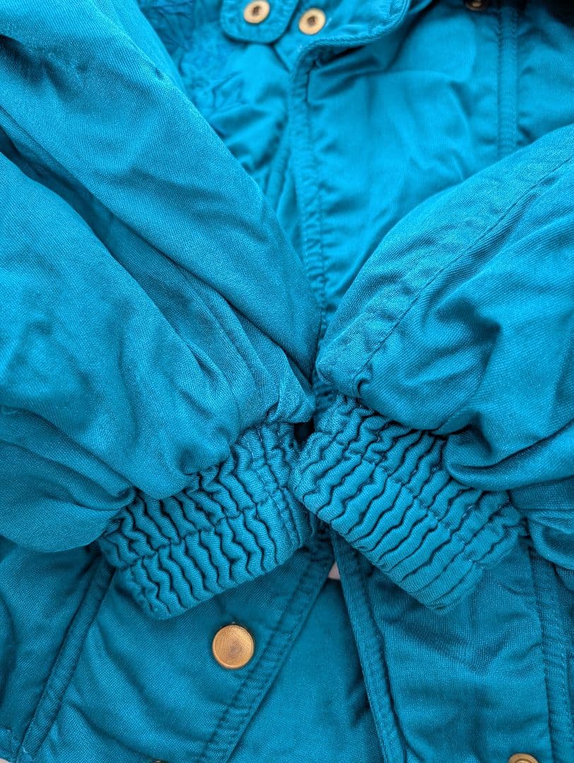 80s 古着 ブルゾン ダウン ジャケット 刺繍 vintage レトロ ブルー