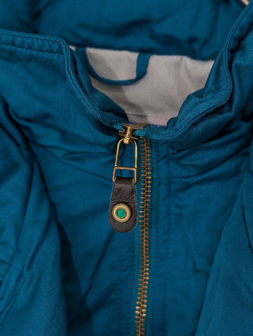 80s 古着 ブルゾン ダウン ジャケット 刺繍 vintage レトロ ブルー