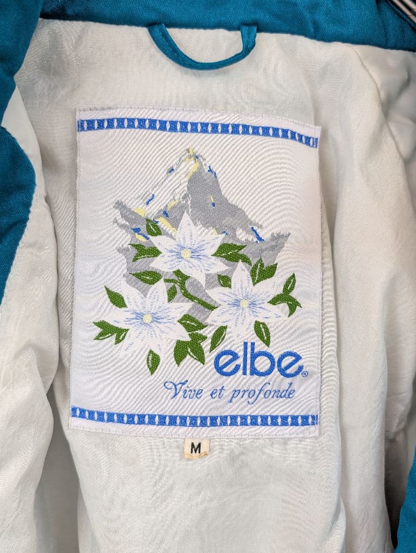 80s 古着 ブルゾン ダウン ジャケット 刺繍 vintage レトロ ブルー