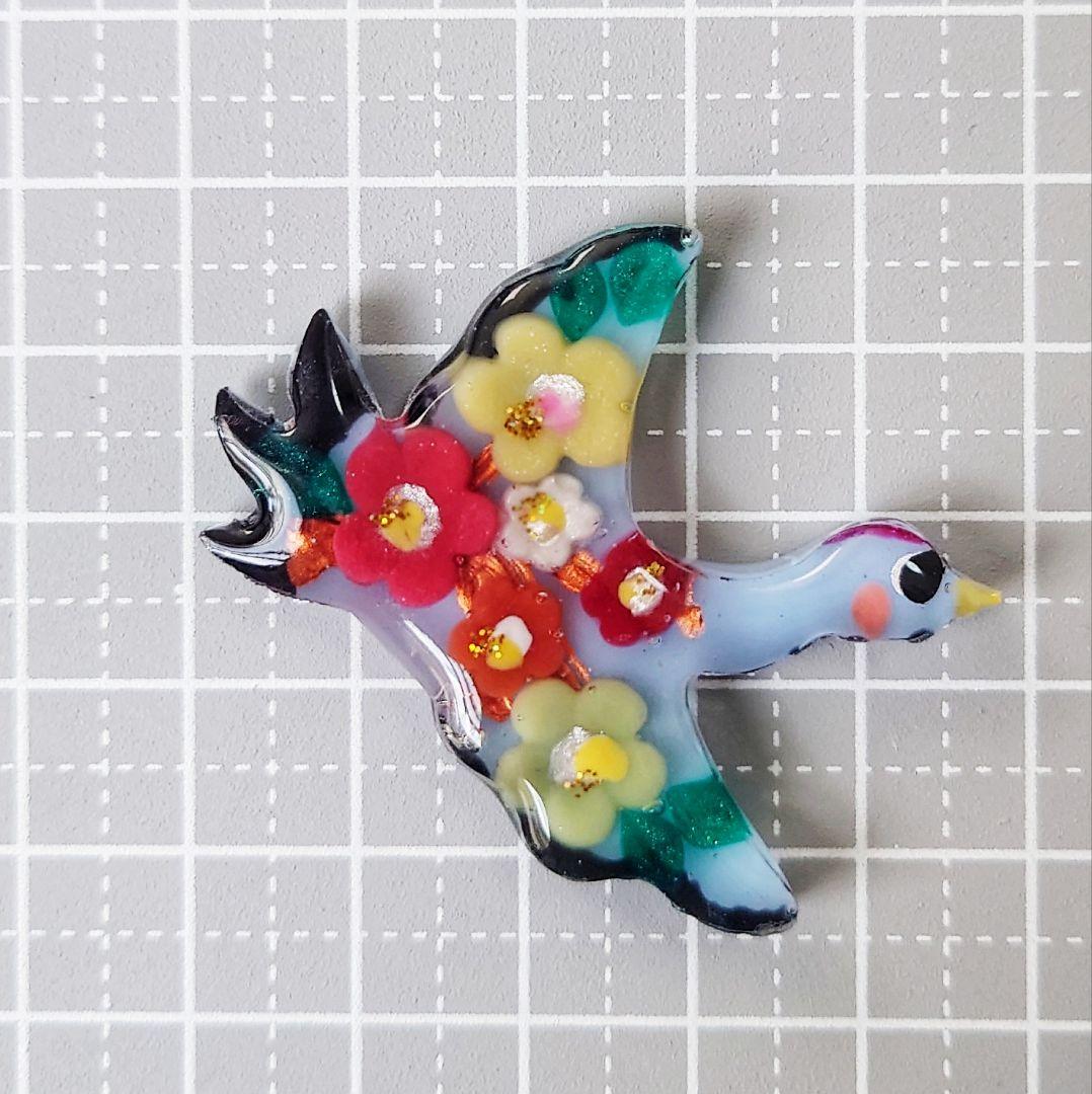 レジン　猫　鶴　ヘアゴム　ブローチ　ポニーフック　No.500