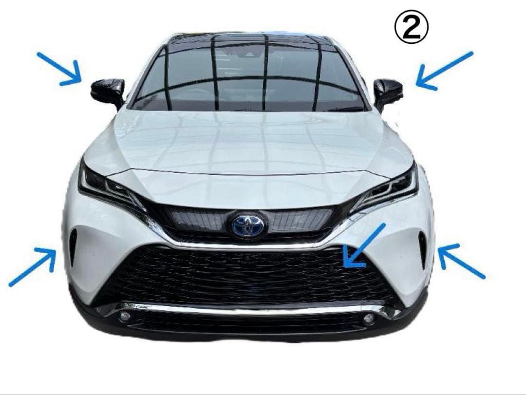 ハリアー80系　PHEV用フロントグリル（加工済）+ホールカバー+ミラー　送料込