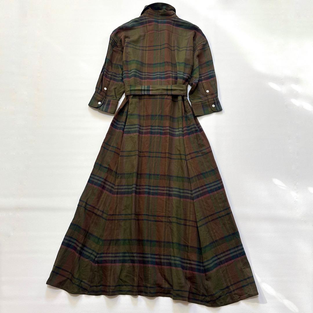 ポロラルフローレン 近年 チェック シャツ ワンピース ベルト ロング マキシ丈