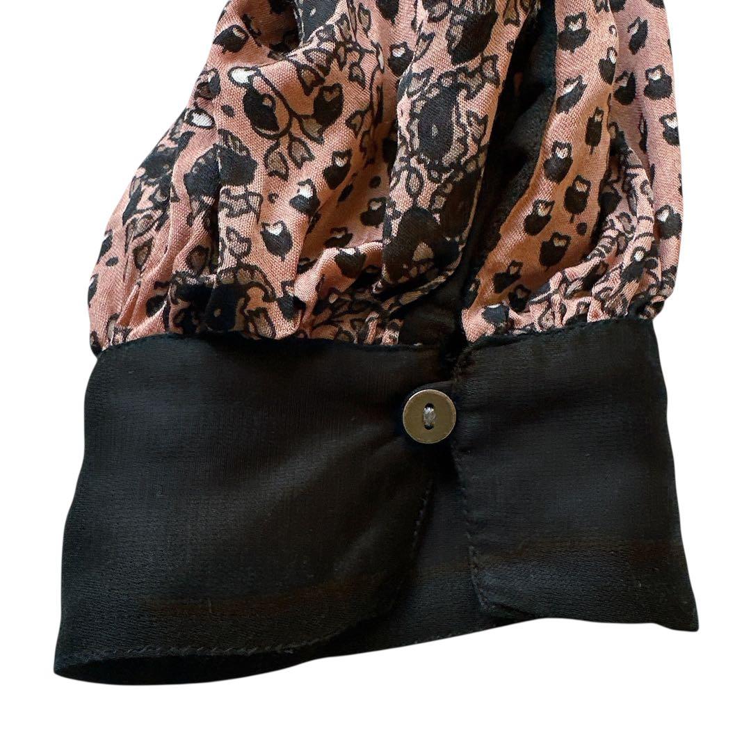 ヌキテパ キルティング切替 フラワー柄ロングワンピース タッセル付