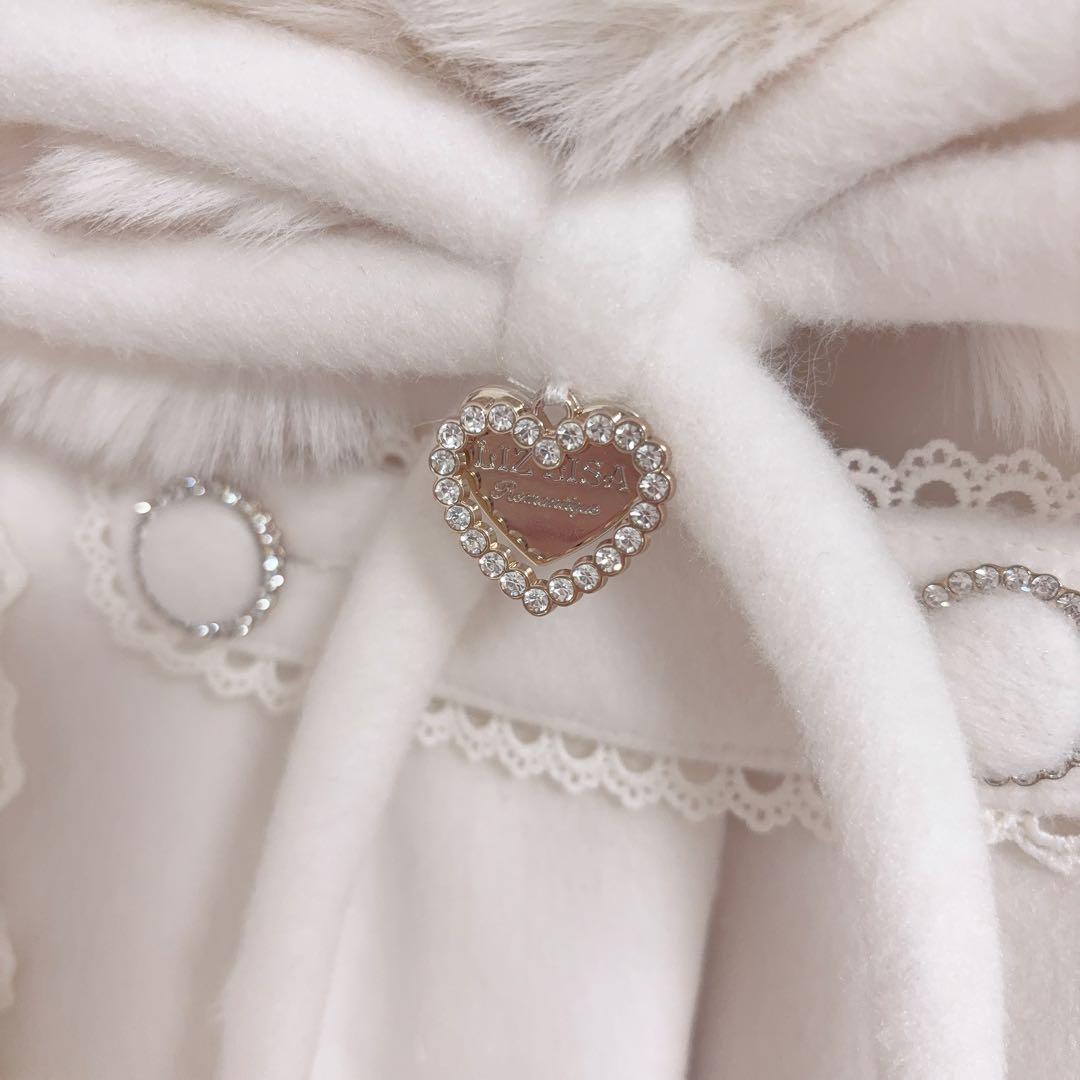 シャギーツインリボンポンチョ リズリサ LIZLISA コート ホワイト 白