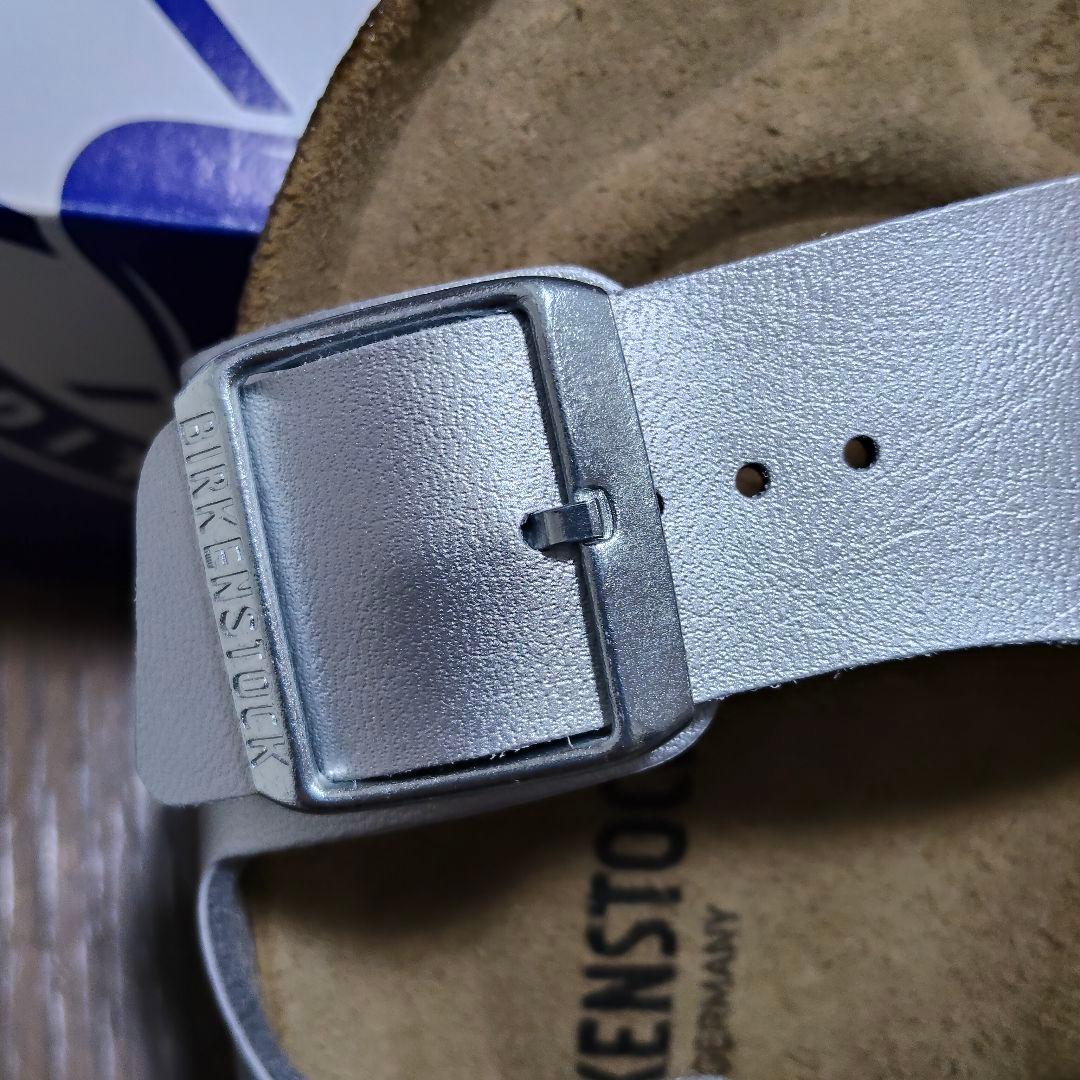 新品 ビルケンシュトック アリゾナ 38 24.5cm シルバー 箱・タグ付き