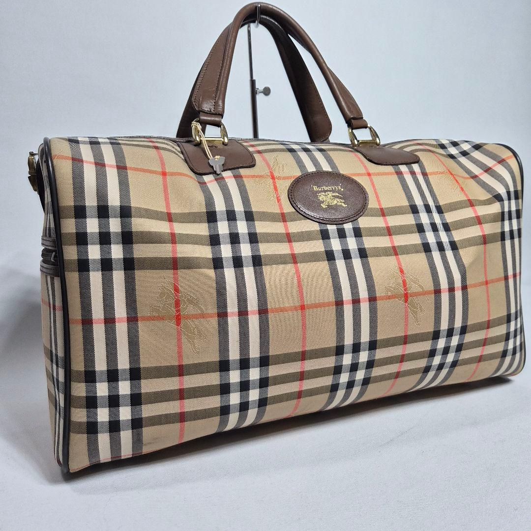 バーバリー ボストンバッグ ノバチェック 鍵付き