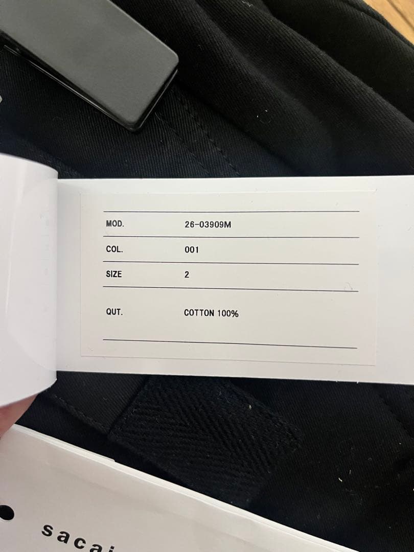sacai 26ss Cotton Chino Pants 黒 サイズ2 チノ