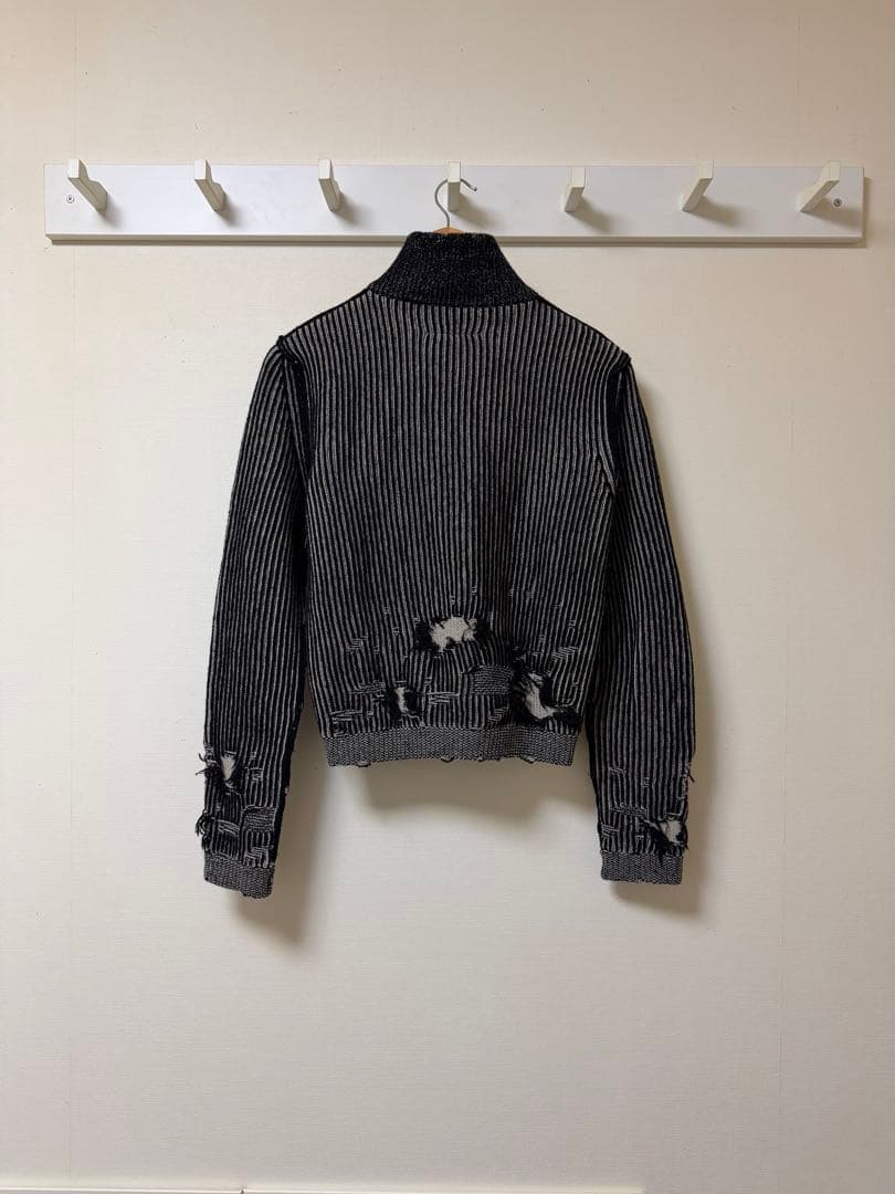 mm6 maison margiela 24aw ダメージ加工ジップアップニット