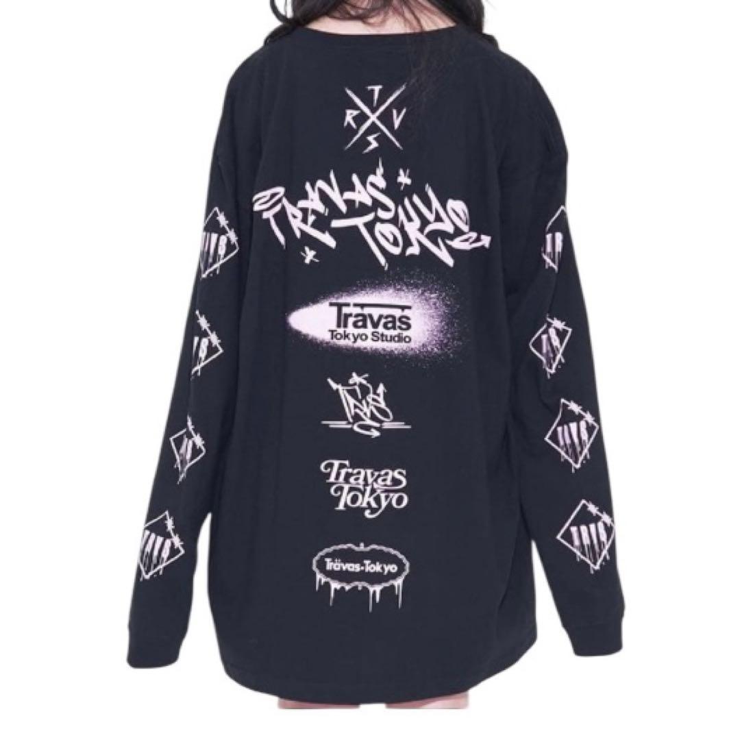 美品。.。:+* TRAVAS TOKYO ビッグ ロンTクマ ピンク×ブラック