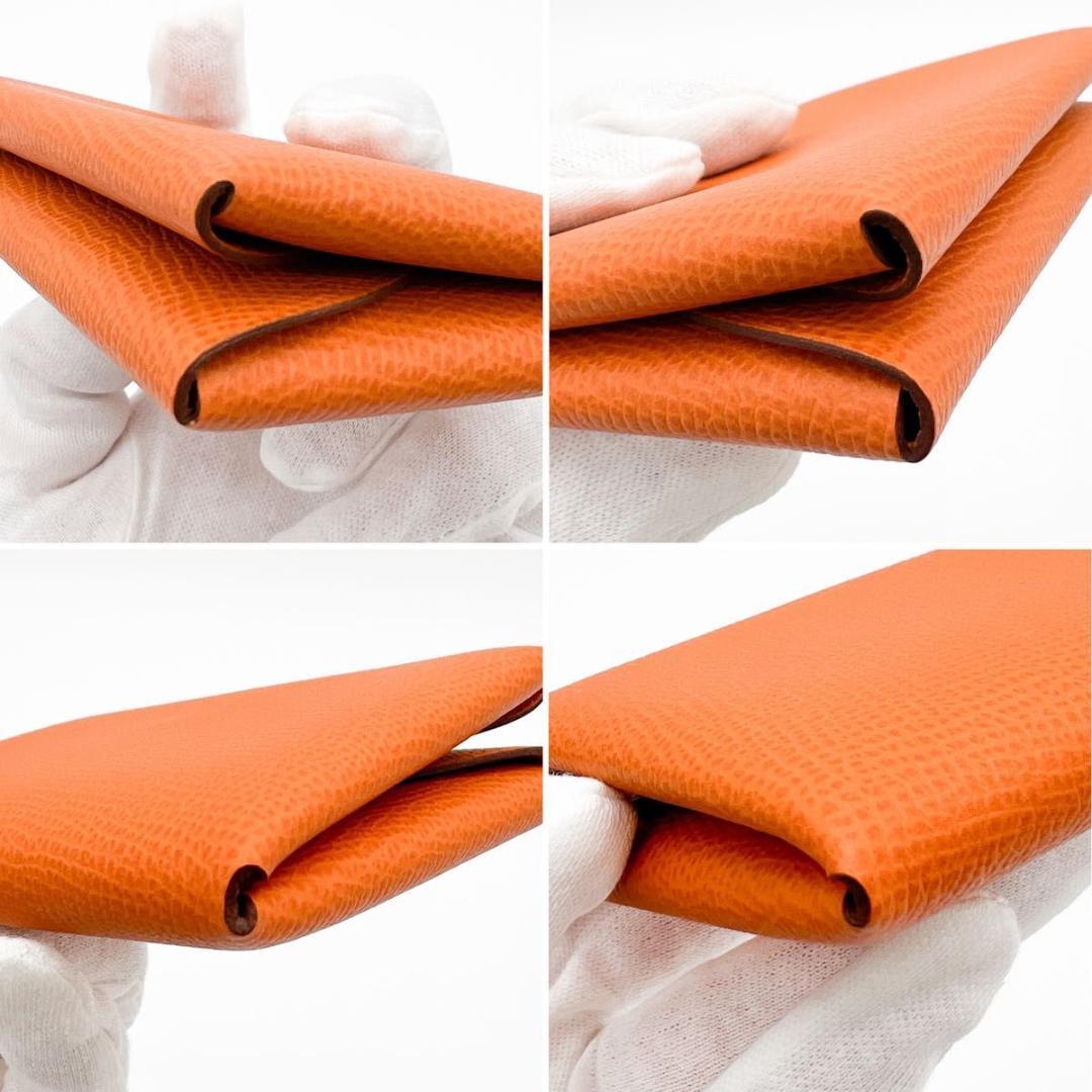 SALE【新品同様】エルメス ヴォーエプソン カルヴィ デュオ オレンジ U刻印