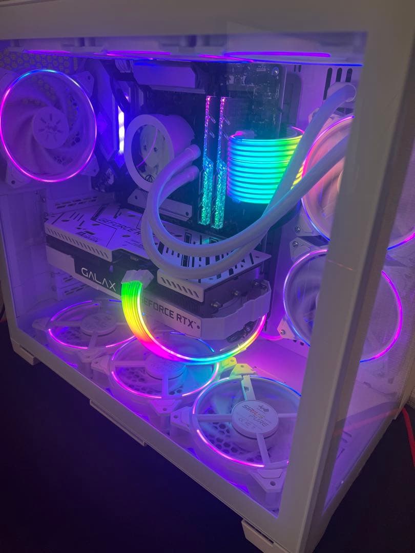 ホワイト RGB LED ミドルタワーPCケース