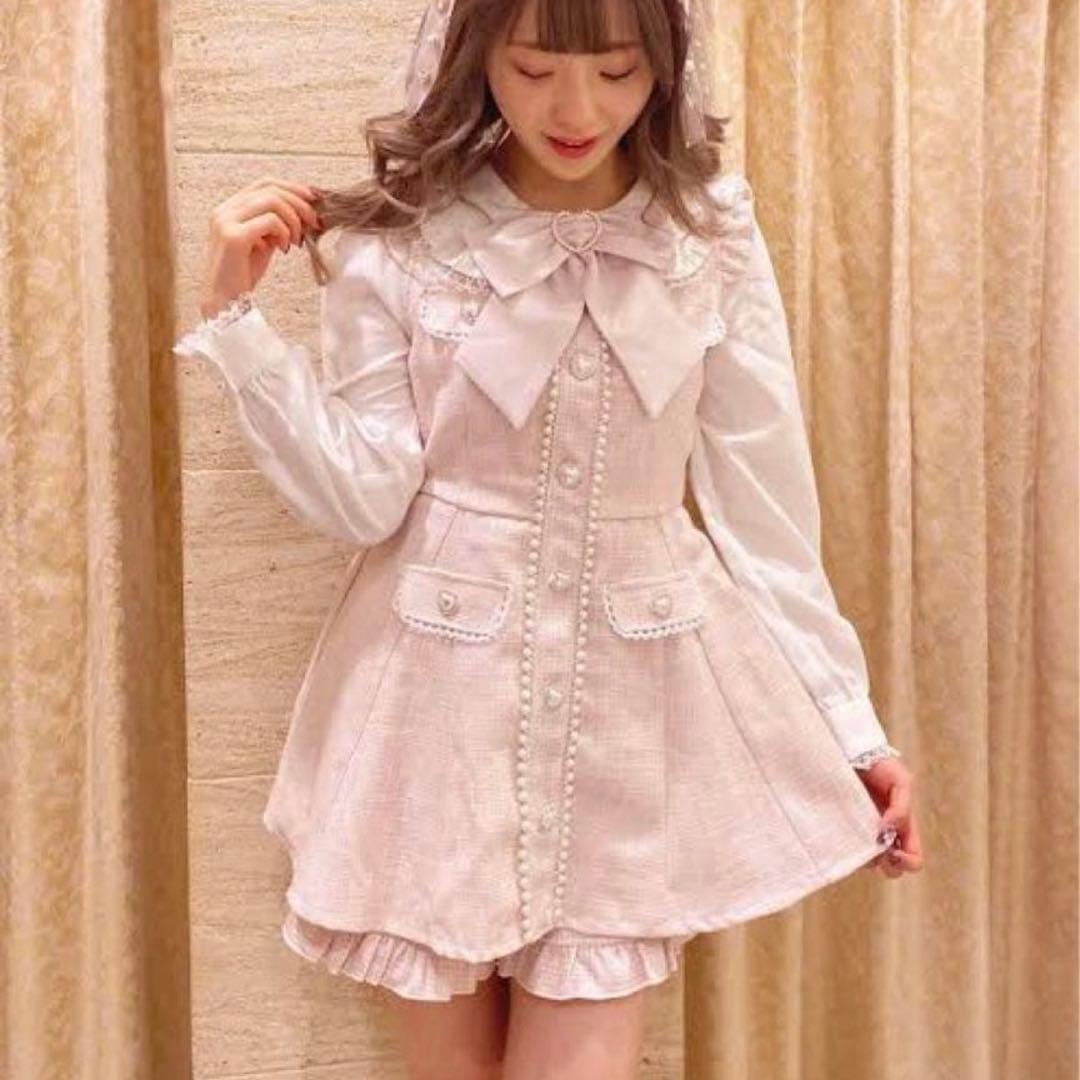 lizlisa ツイードリボンセットアップ ピンク