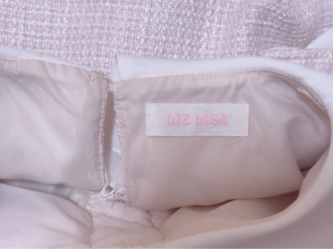 lizlisa ツイードリボンセットアップ ピンク