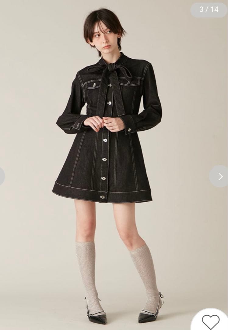 Lily Brown ボウタイデニムミニワンピース 2026年1月新作