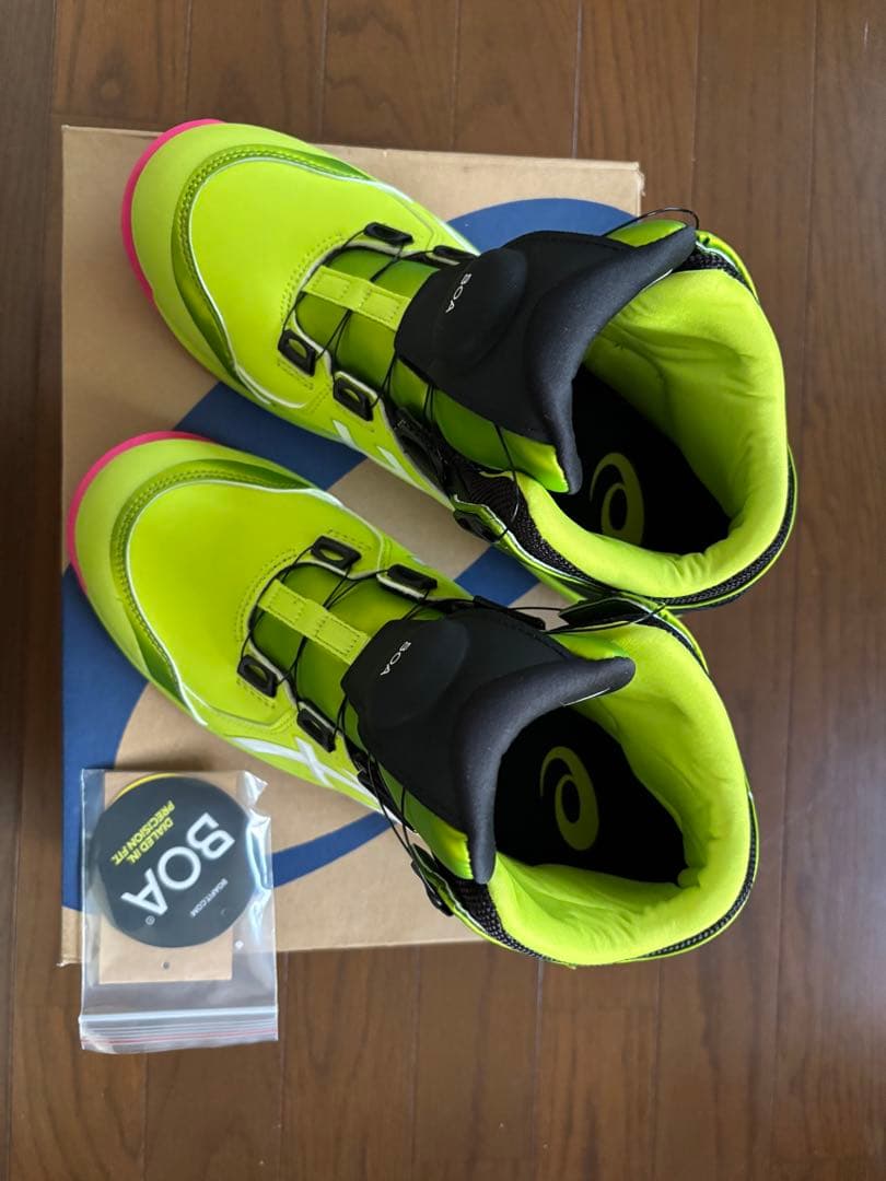 アシックス CP304 BOA安全靴 　ネオンライム×ホワイト　限定カラー