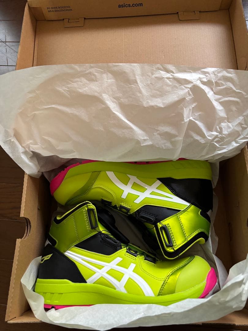 アシックス CP304 BOA安全靴 　ネオンライム×ホワイト　限定カラー