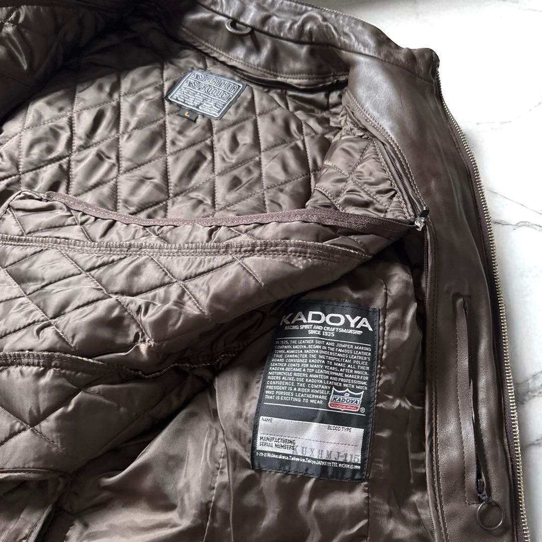 上質牛革 KADOYAカドヤ ライナー付き レザーライダースジャケット L